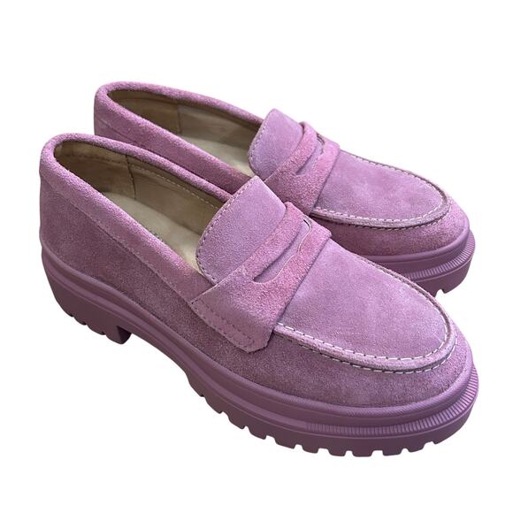 Portland Leather Shoes - Portland Leather Patina Zoe Chunky Loafers Shoes Foxglove Pink 6 Suede y2k